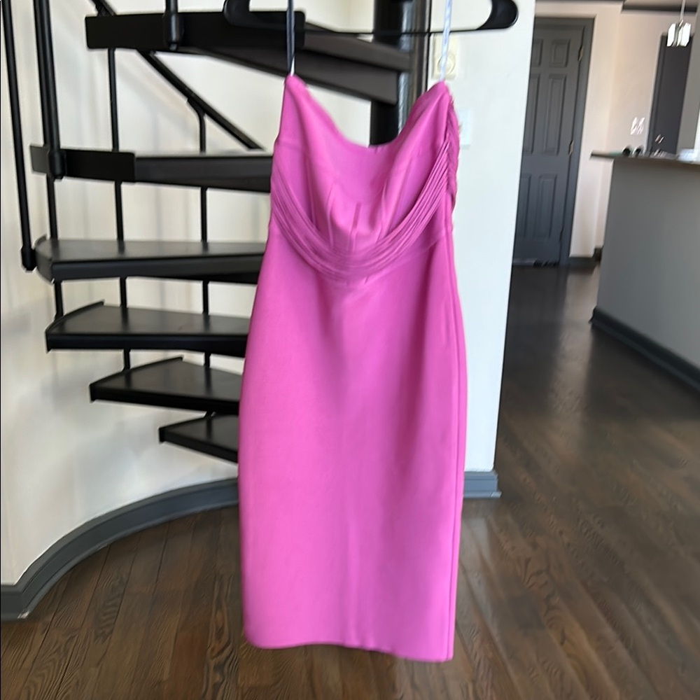 Herve Leger Pink Strapless Dress